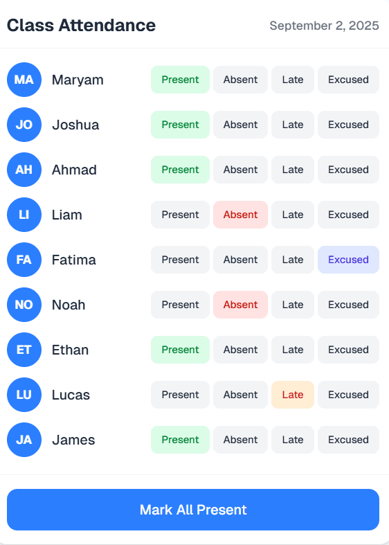 INSIGHTEACH Canvas online whiteboard showing various widgets like a timer, poll, random name picker, and attendance.
