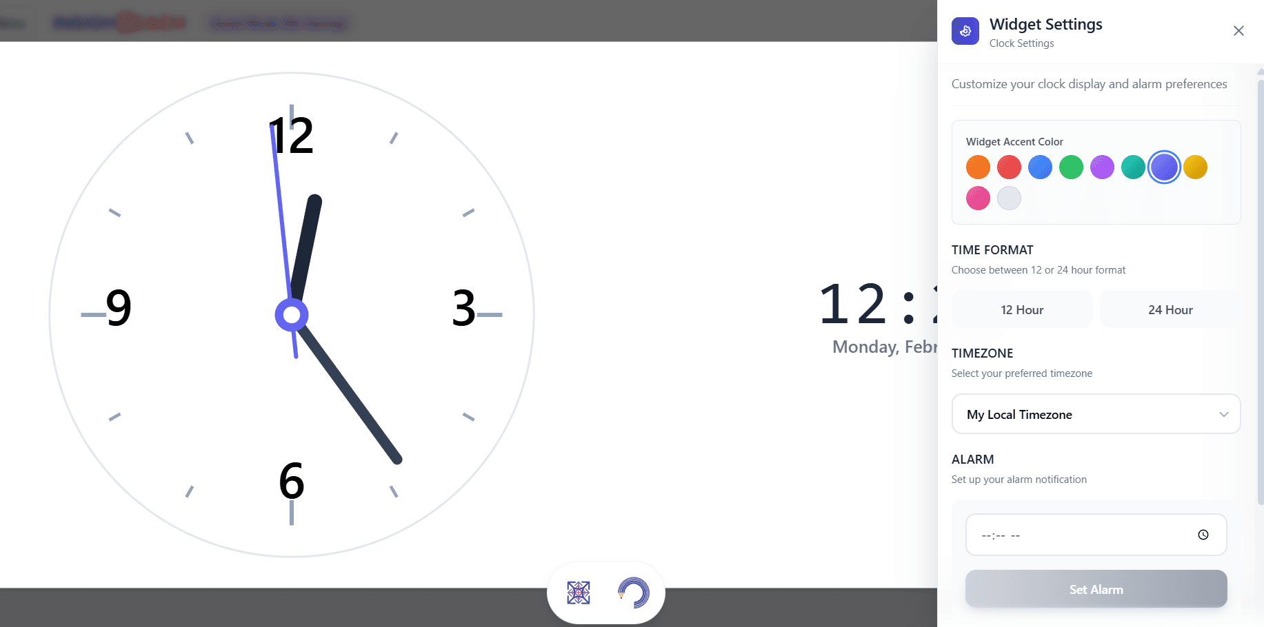 Clock widget preview